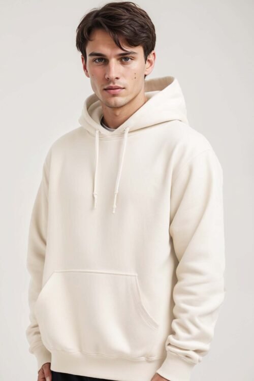 Cream Solid Hoodie