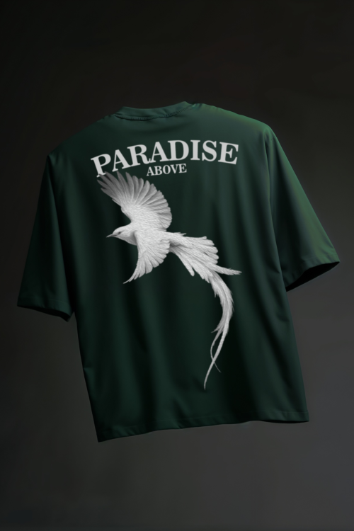 Mens Dark green Paradise Above Oversize Tshirt