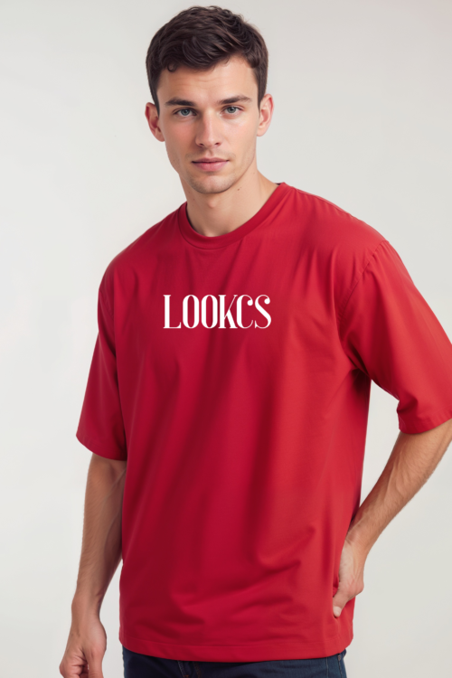 Mens Red Lookcs Printed Oversize Tshirt