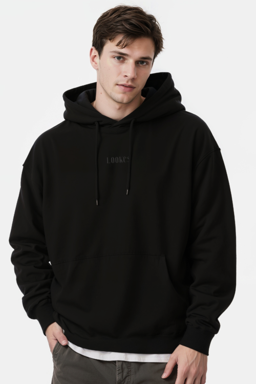 Black Solid Lookcs Hoodie